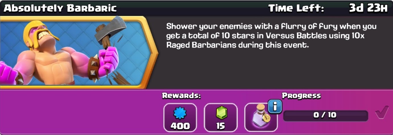 clash of clan Absolutely Barbaric reward