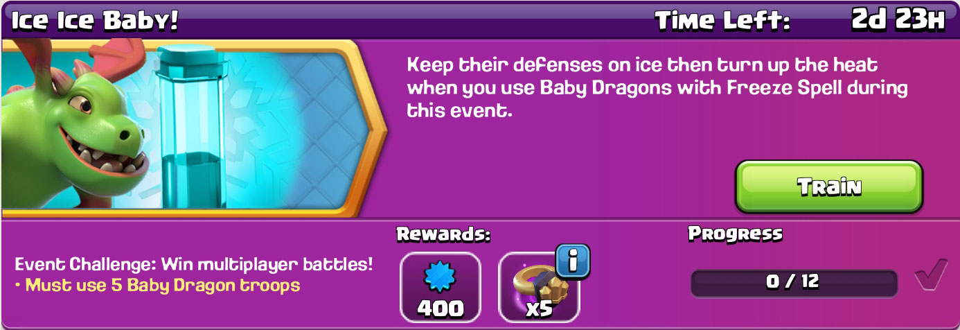 clash of clan Ice Ice Baby reward