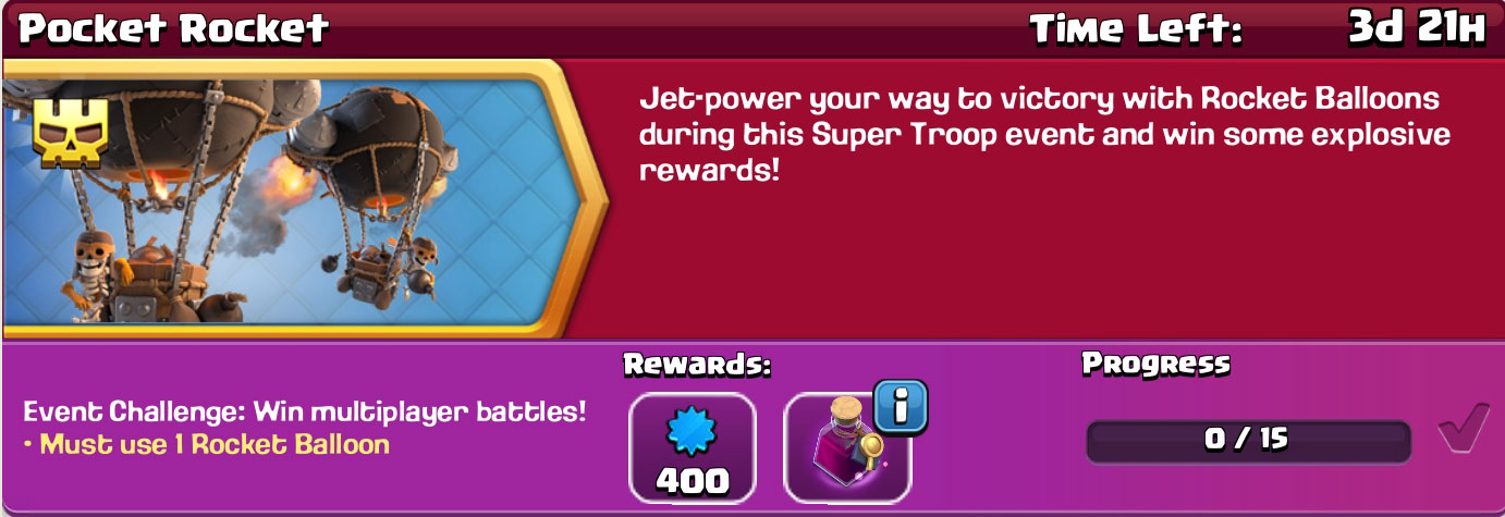 clash of clan Pocket Rocket reward