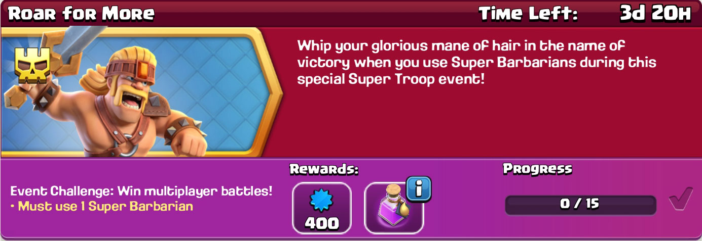 clash of clan Roar for More reward