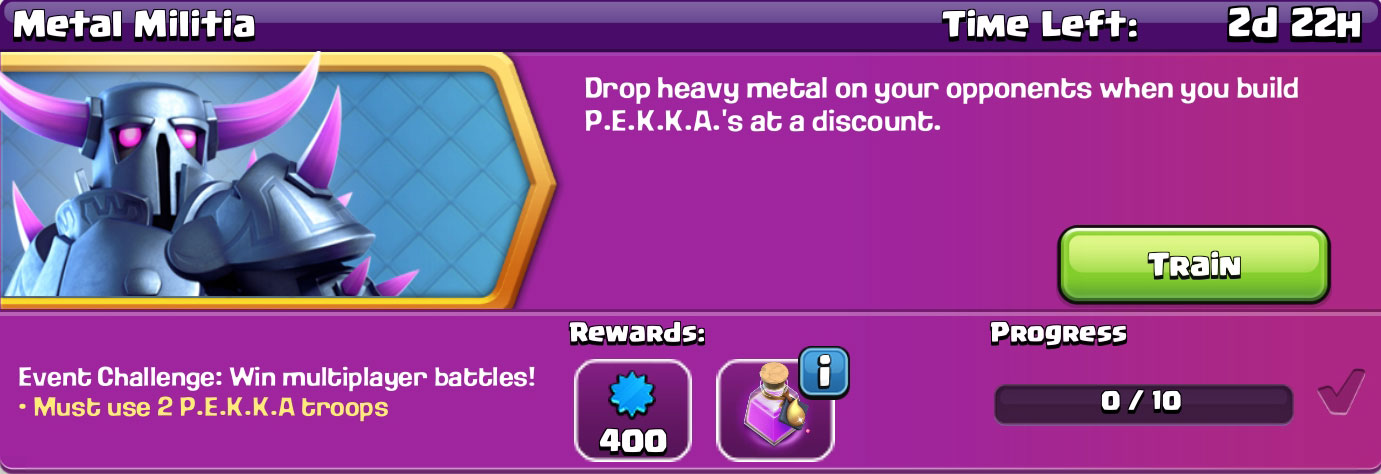 clash of clan metal militia reward