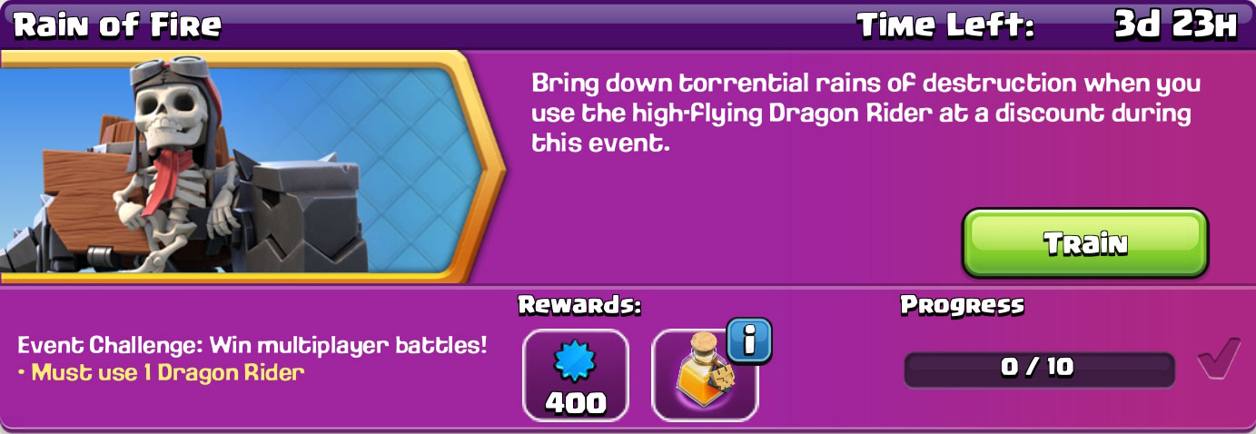 clash of clan rain of fire reward